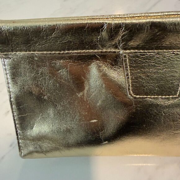 Vintage 70s 80s Gold Metalic Glam Leather Anne Klein Snap Clutch & Wallet NEW - Picture 9 of 12